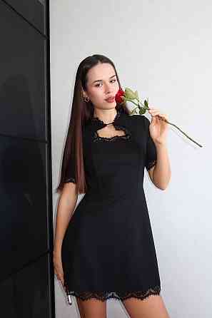 Женское романтическое мини платье креп дайвинг + кружево Одесса