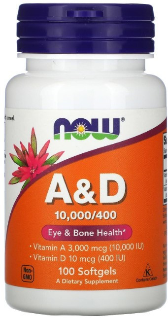 Вітаміни А і Д Now Foods Vitamins A&D 100 гелевих капсул Київ - фото 1
