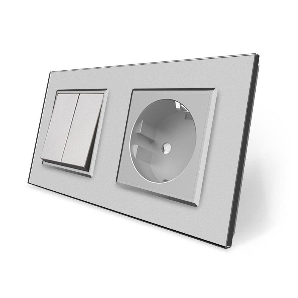 LIVOLO Двоклавішний вимикач з розеткою Livolo сірий скло (VL-C7C1EUK2-15) Коломыя - изображение 3