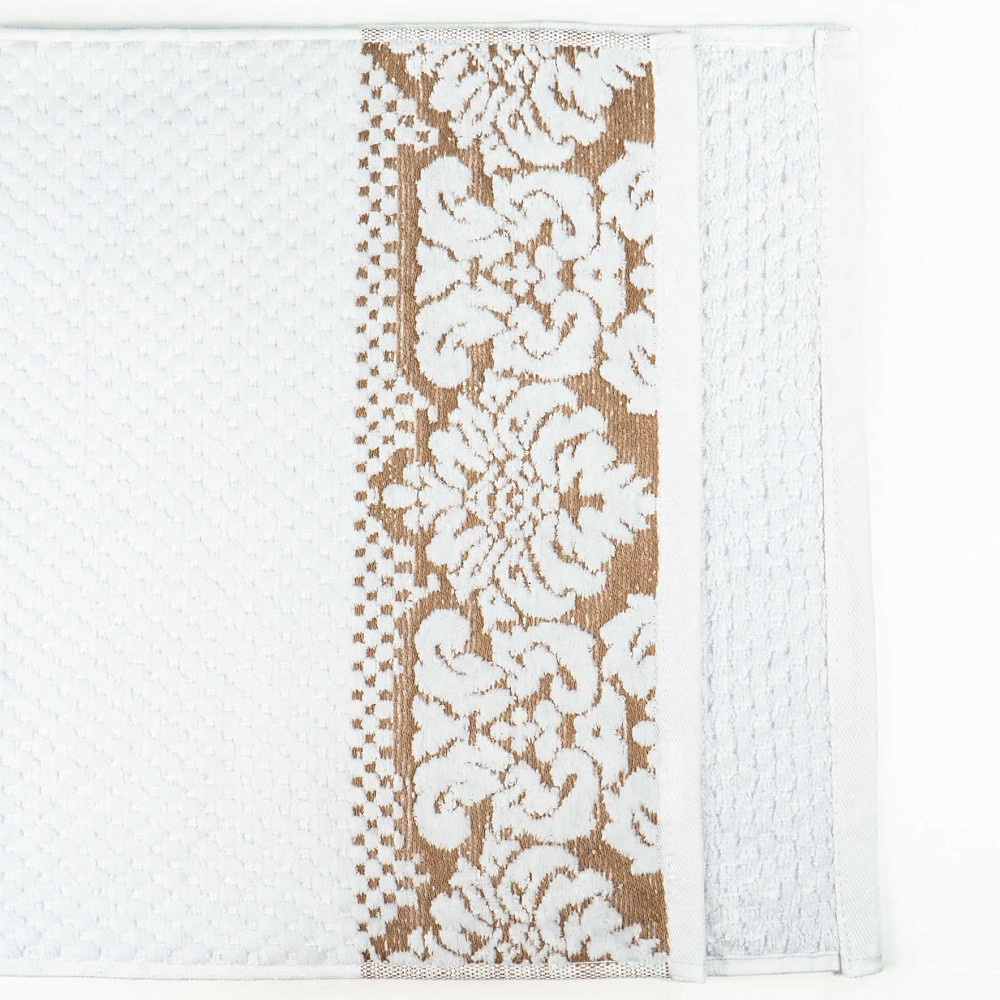 Полотенце махровое для лица и рук 40x70см Damask Премиум качества Жаккардовое с велюром 550г/м2 (Белый) Сумы - изображение 5