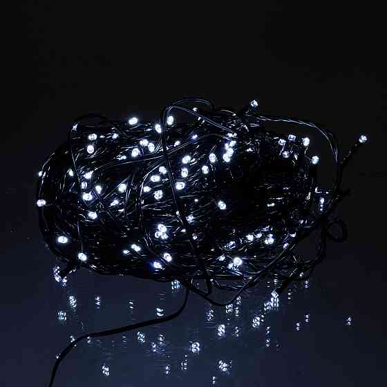 Новорічна гірлянда вулична 30 м 300 LED з сонячною батареєю чорний провід Білий SB300L30MBW Коломия