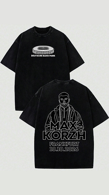 Вареная оверсайз футболка Макс Корж «Франкфурт 10.10.2026» XL, Зеленый Черновцы - изображение 1