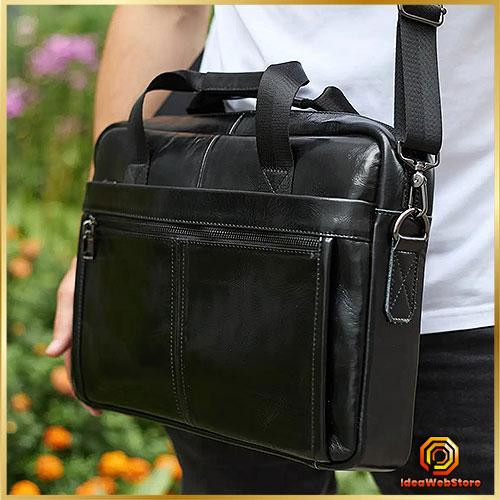 Чоловіча шкіряна ділова сумка портфель для речей і документів Tiding Bag Чорна 38х28х8см Київ - фото 1