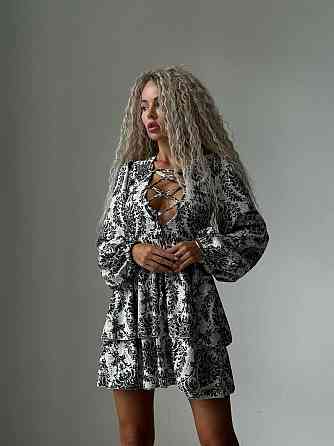 Жіноче стильне повсякденне літнє плаття софт принт Чорний, 42/44 Одеса