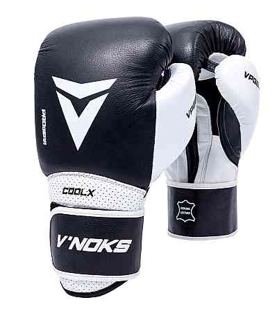 Боксерские перчатки для бокса натуральная кожа черные V`Noks Aria White 12 унций Киев