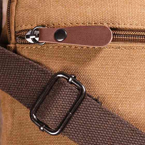 Стильна чоловіча сумка із щільного текстилю Коричнева (Vintage) Київ