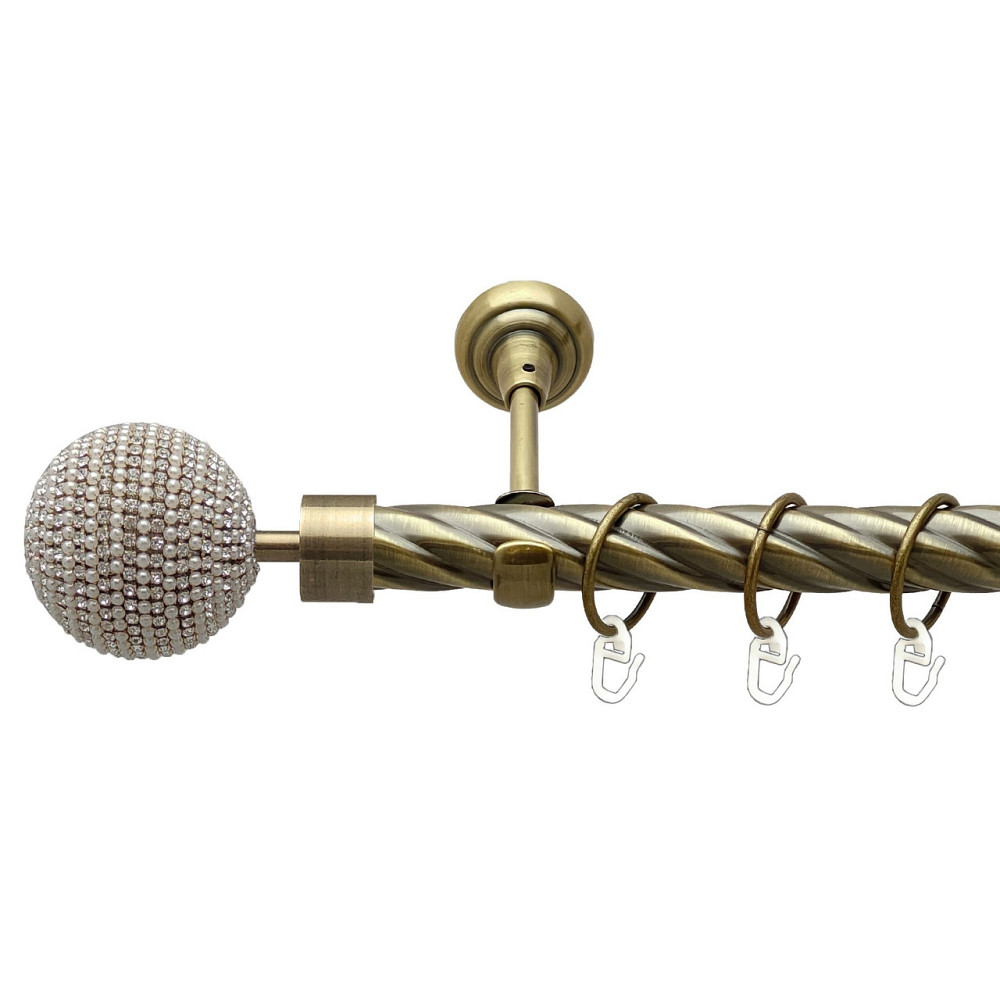 Карниз Orvit Карера металевий однорядний відкритий скручена труба кільце металеве Антик 25 мм 160 см (00-00021943) Львів - фото 1