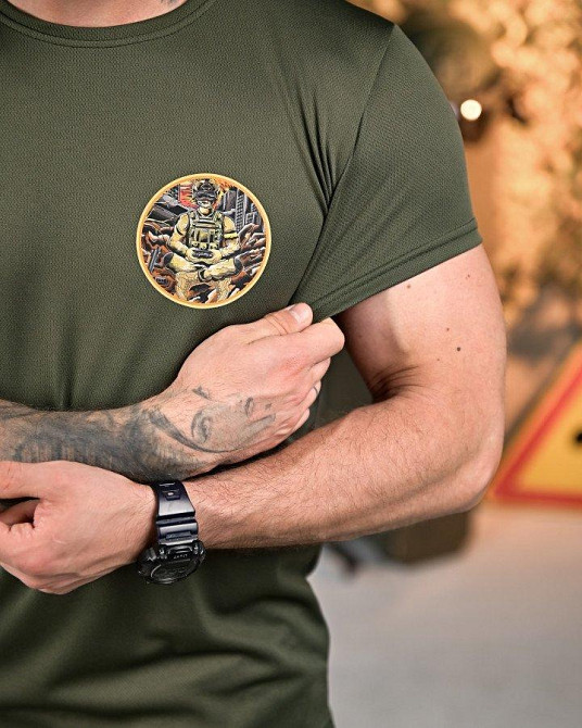 Тактична потовідвідна Футболка Небесна кара олива ПП7894 Одеса - фото 5