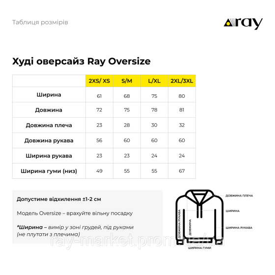 Худи оверсайз женское утепленное RAY OVERSIZE темно-серое (U0404W-Dark Grey) 2XS/XS Киев