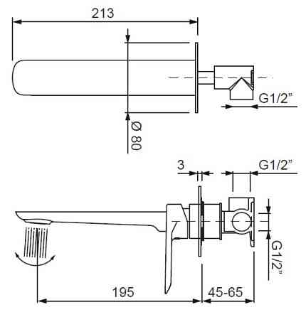 Встраиваемый смеситель для умывальника Koer KB-16028-01 (KR5297) Харьков
