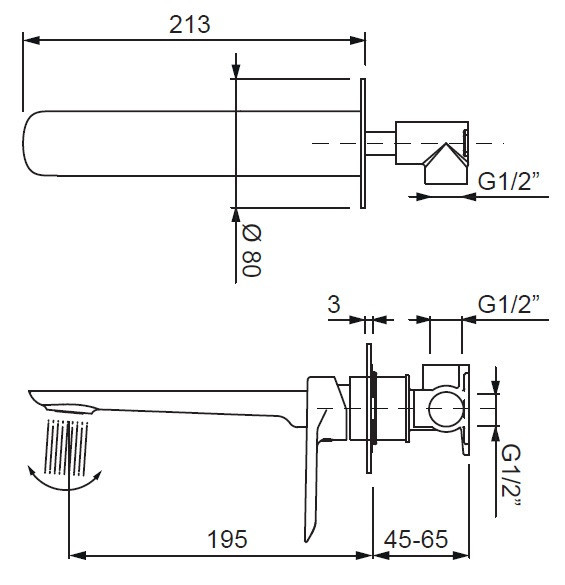 Встраиваемый смеситель для умывальника Koer KB-16028-01 (KR5297) Харьков - изображение 5