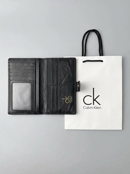 Чоловічий довгий шкіряний гаманець на кнопці Calvin Klein (1342) Київ - фото 5