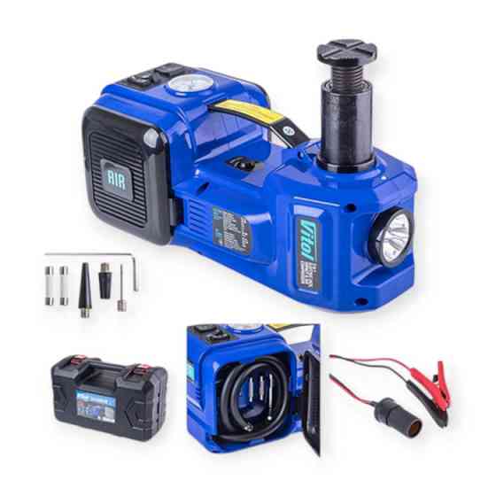 Домкрат гідравлічний електричний 2 т, 135-360 мм (кейс) + компресор 10атм/35л/0,6м шланг/прикурювач Мукачево