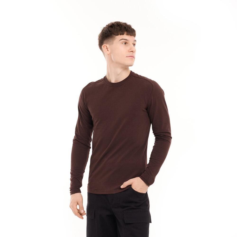 Шоколадный мужской лонгслив Pobedov Dune. Черная мужская кофта из кулира Киев - изображение 4