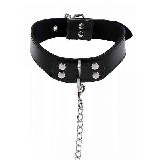 Нашийник широкий з повідцем Taboom Luxury Bondage Essentials чорний Sex Aura Київ