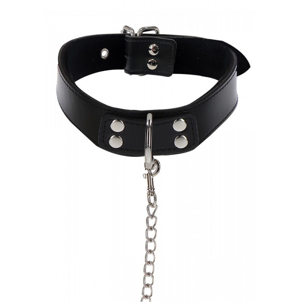 Нашийник широкий з повідцем Taboom Luxury Bondage Essentials чорний Sex Aura Київ - фото 3