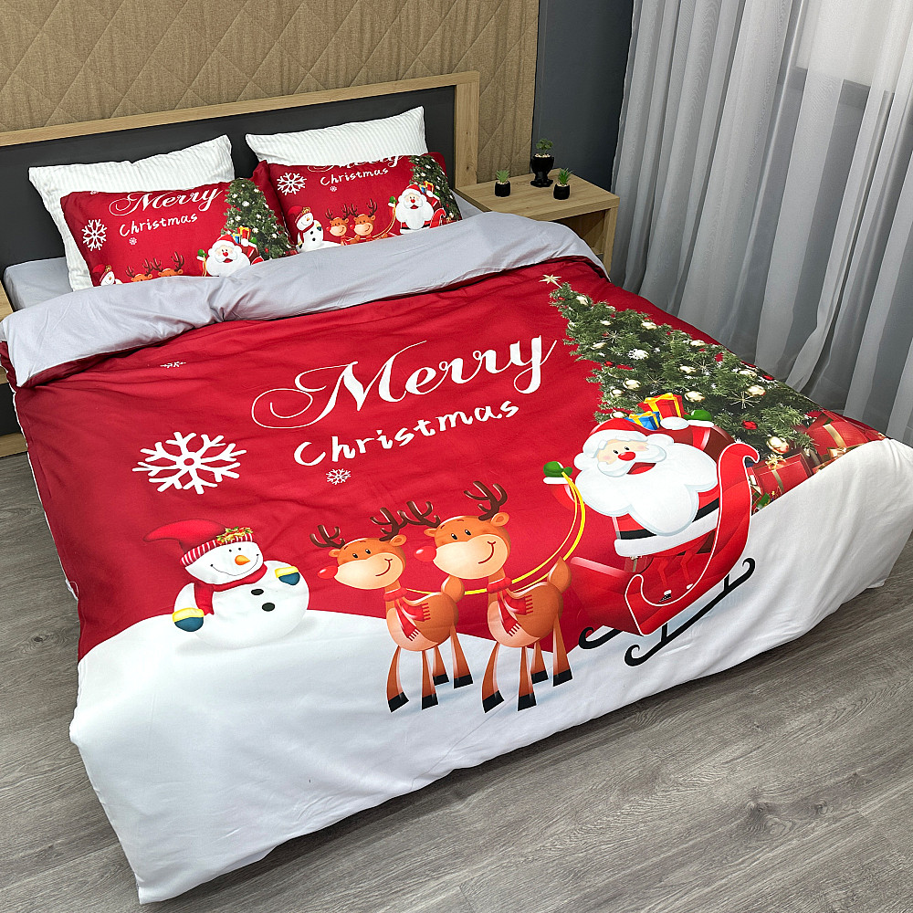 Комплект постільної білизни Фланель, Epico Євро 200х220 з Різдвяним принтом (88-202) Київ - фото 1
