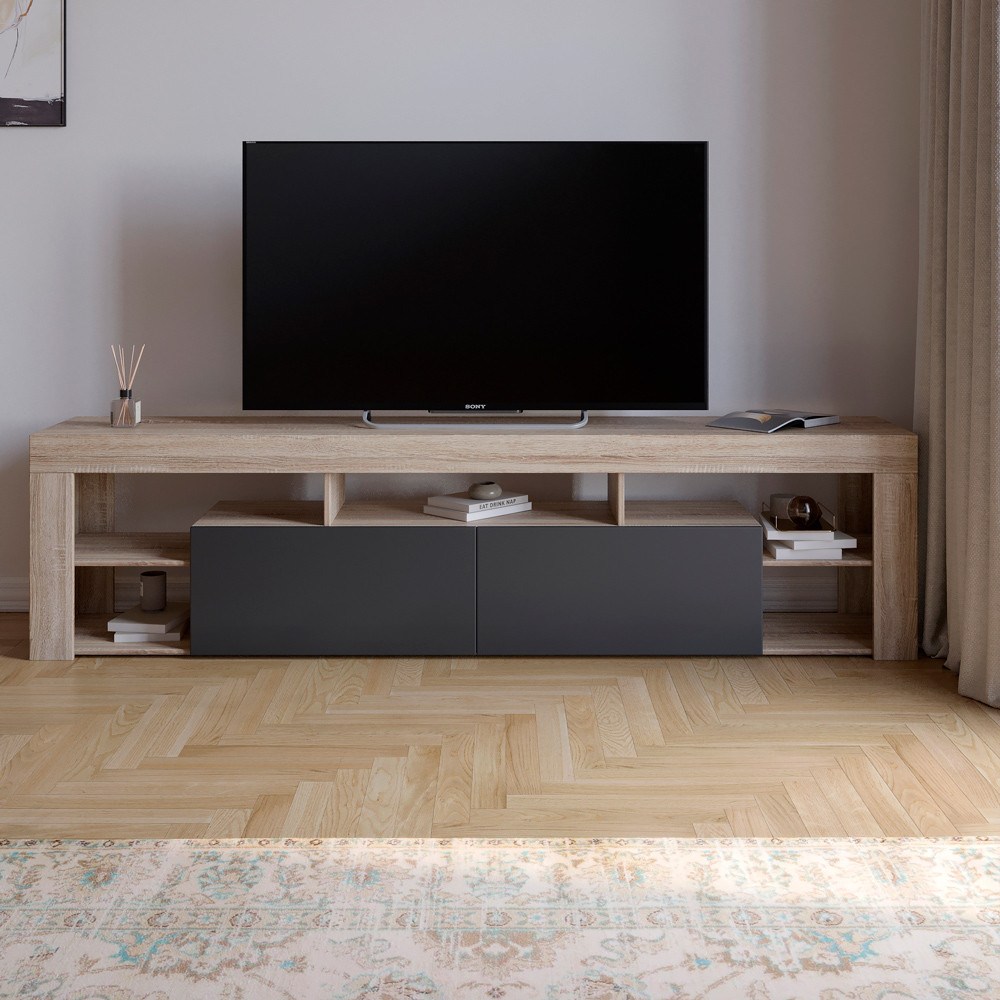 Тумба під телевізор із 5 полицями М-ЗОН Джеко 200 Сонома/Антрацит (MZN-031039) Львів - фото 1