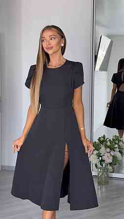 Жіноча стильна романтична сукня з розрізом костюмне Чорний, 44/46 Одеса
