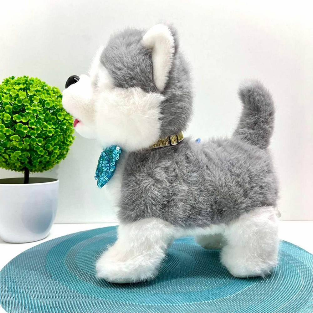 Собачка інтерактивна на повідку ходить махає хвостиком повторюшка 24см Сіра (933-157E) Чернигов - изображение 7