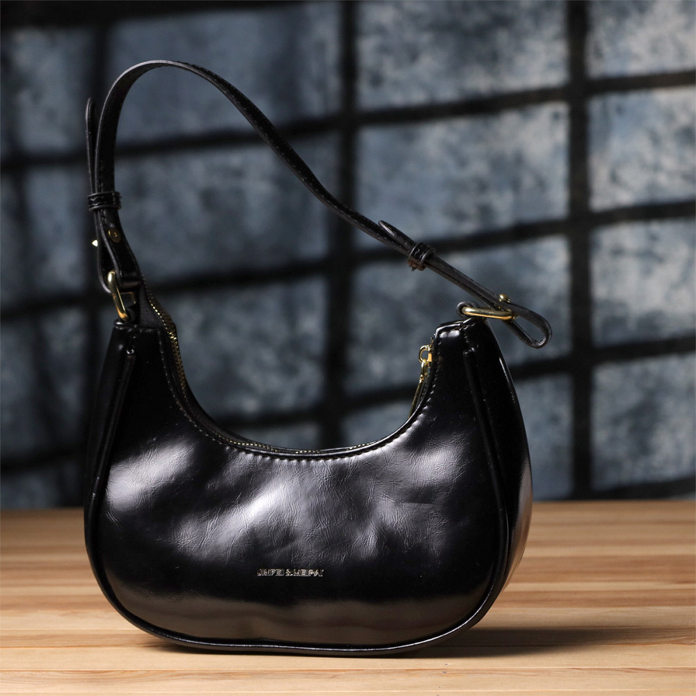 Лакова сумка на плече з екошкіри Vintage sale_15150 Чорний Київ - фото 8