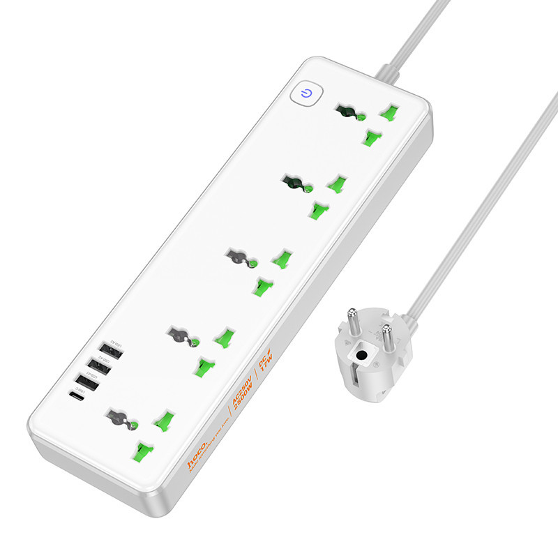 Мережевий подовжувач HOCO AC13A Talento 5-position socket(1C3A) (1,5 m) White Одеса - фото 3