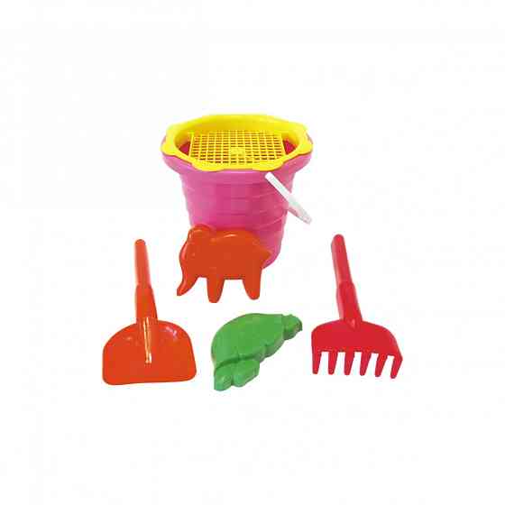 Пісочний набір "Великий" Mtoys S0004 лопатка, граблі та дві пасочки Рожевий Вінниця