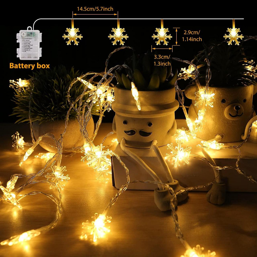 Светодиодная гирлянда снежинки Remifa 40 LED 6м 8 режимов с пультом Днепр - изображение 7