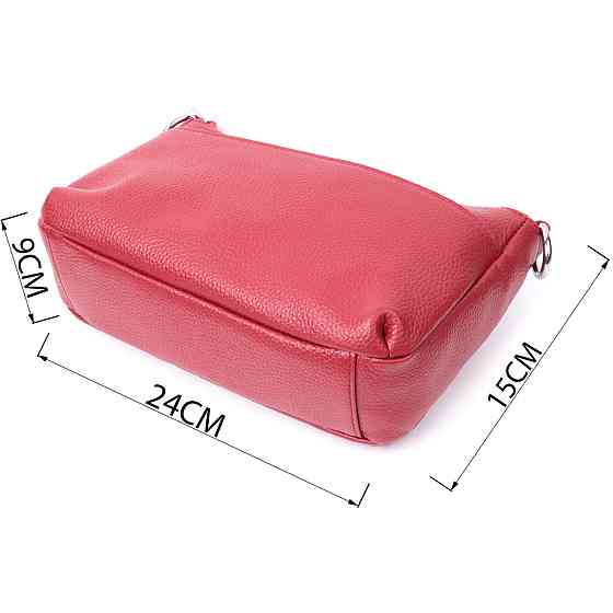 Сумка середнього розміру на три відділення з натуральної шкіри Vintage 22803 Червоний Київ