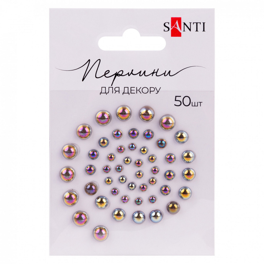 Перлини для декору самоклеючі "Santi" лілові, райдужні (50 шт.), 742974, шт Київ - фото 1