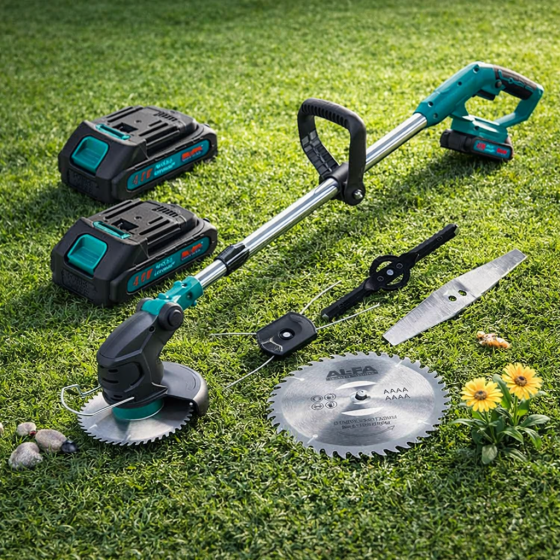 Триммер на батарее для травы AL-FA ALCGT2B-21V, Качественный триммер для травы 2 АКБ 21V 2.0Ah Львов