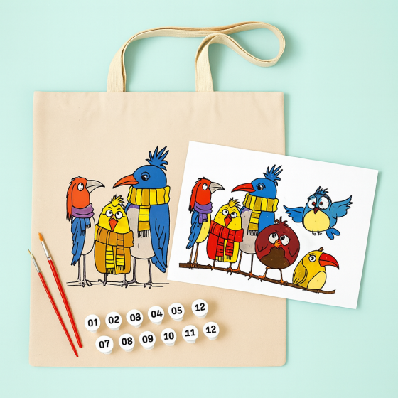 Набір екосумка-розмальовка „Funny Birds“ бавовна 220 г/м2 38х42см ROSA Talent Київ
