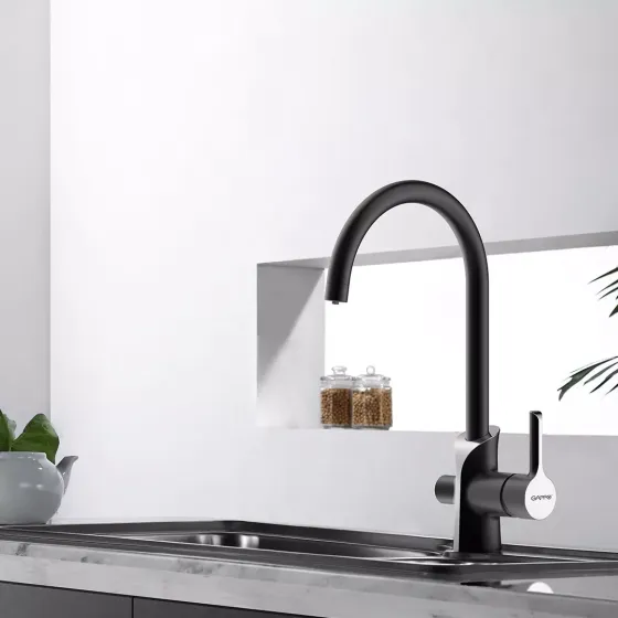 Змішувач для кухні з підключенням до фільтру GAPPO G4303-6, черний/хром Київ