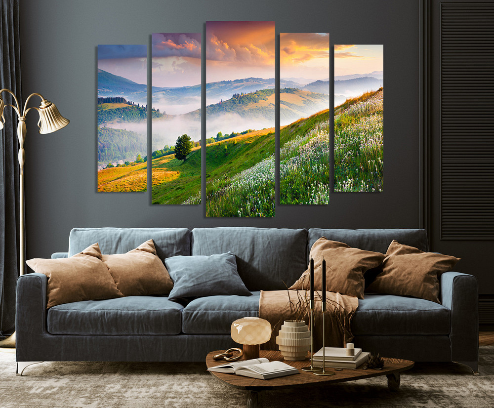 Модульная картина в гостиную / спальню  Гори під тумані LM006_5 115x170 см Киев - изображение 4