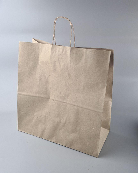 Пакет с ручками бумажный крафт бурий 400х200х420, 110г/м2 (25 шт) Харьков - изображение 1