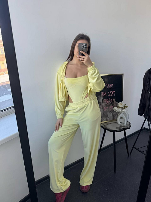 Жіночий стильний велюровий костюм Лимонний, 42/44 Одеса - фото 5
