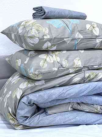 Ecotton Комплект постільної білизни Ecotton двоспальний 180х215 см сатин зелений Листя (рис. 24 Коломия