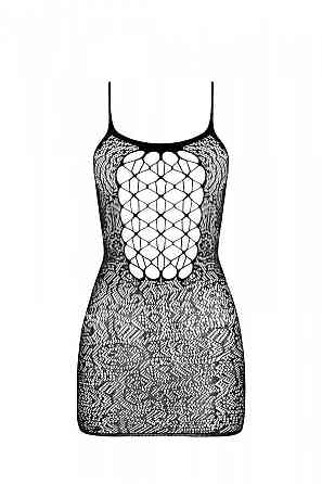 Ажурна мінісукня на тонких бретелях Passion BS096 One Size, white, плетіння на грудях Sex Aura Київ