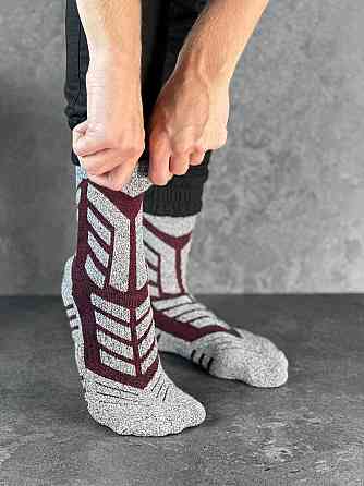 Чоловічі спортивні шкарпетки Thermal сірі з бордовими вставками Київ