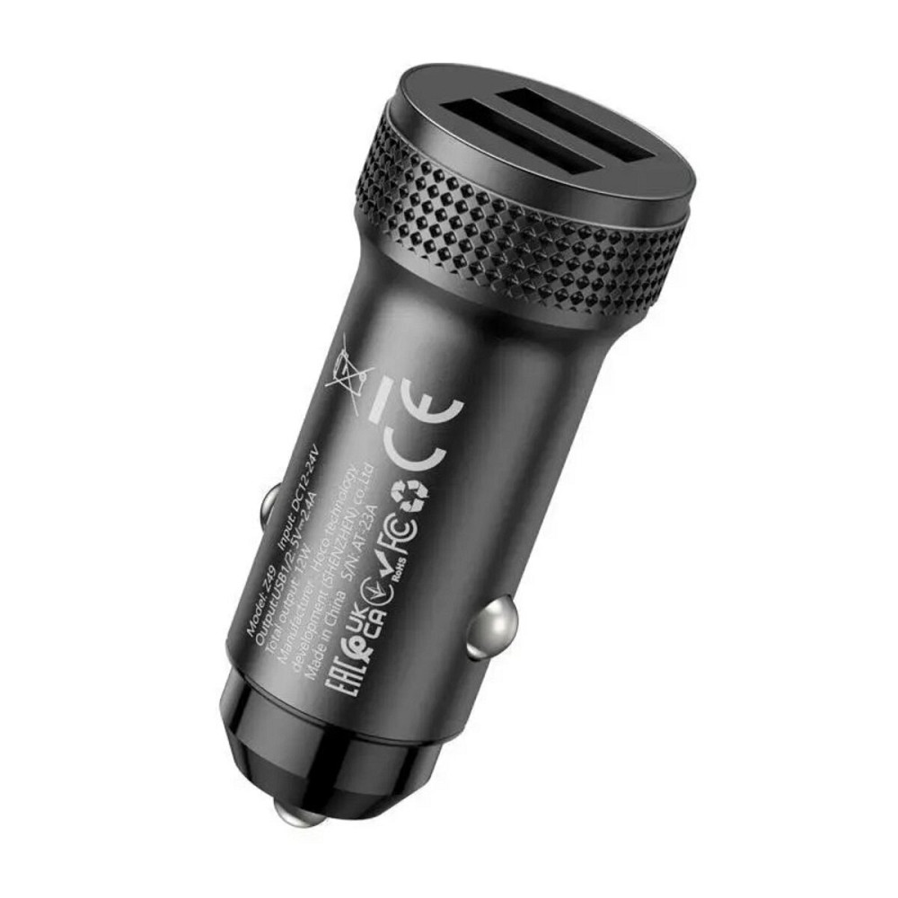 Автомобільний зарядний пристрій HOCO Z49 Level dual port car charger Black Київ - фото 4