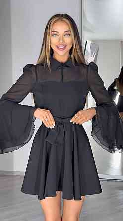 Женское нежное платье с шифоновыми рукавами и воланами костюмка + шифон Одесса