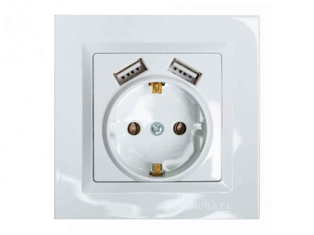 Розетка з заземленням та 2 USB JAZZ (білий) 9030 ТМ LUXEL Solmir Київ - фото 1