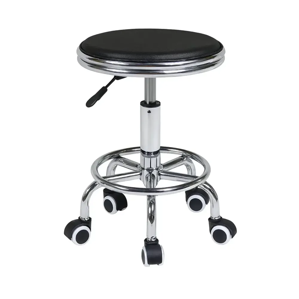 Стул косметологический без спинки на колесах с подставкой для ног, регулировка высоты Черный Киев - изображение 1