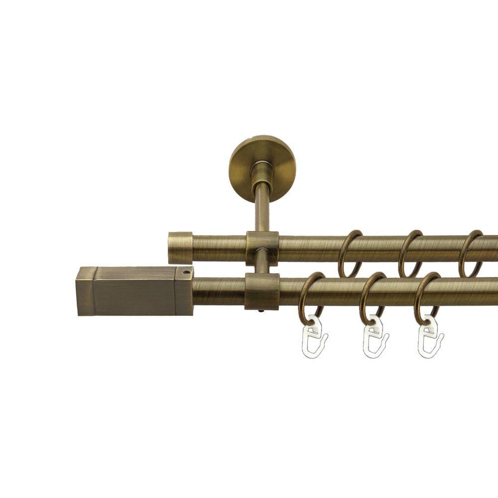 Карниз Orvit Квадро металевий дворядний закритий гладка труба кільце металеве Антик 16\16 мм 300 см (00-00017058) Львів - фото 1