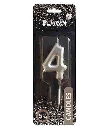 Свічка для торта 4 СРІБЛО 5см. 865024 ТМ PELICAN Solmir Киев