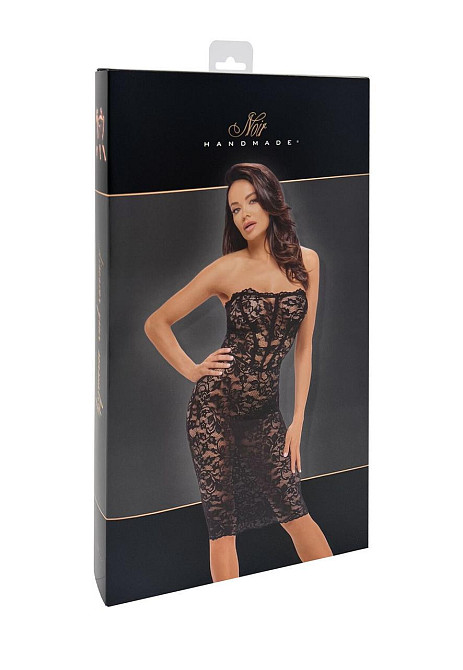 Сукня Noir Handmade F301 Catalyst, M, black, міді, мереживо, відкриті плечі, шнурівка на спині Sex Aura Київ - фото 7