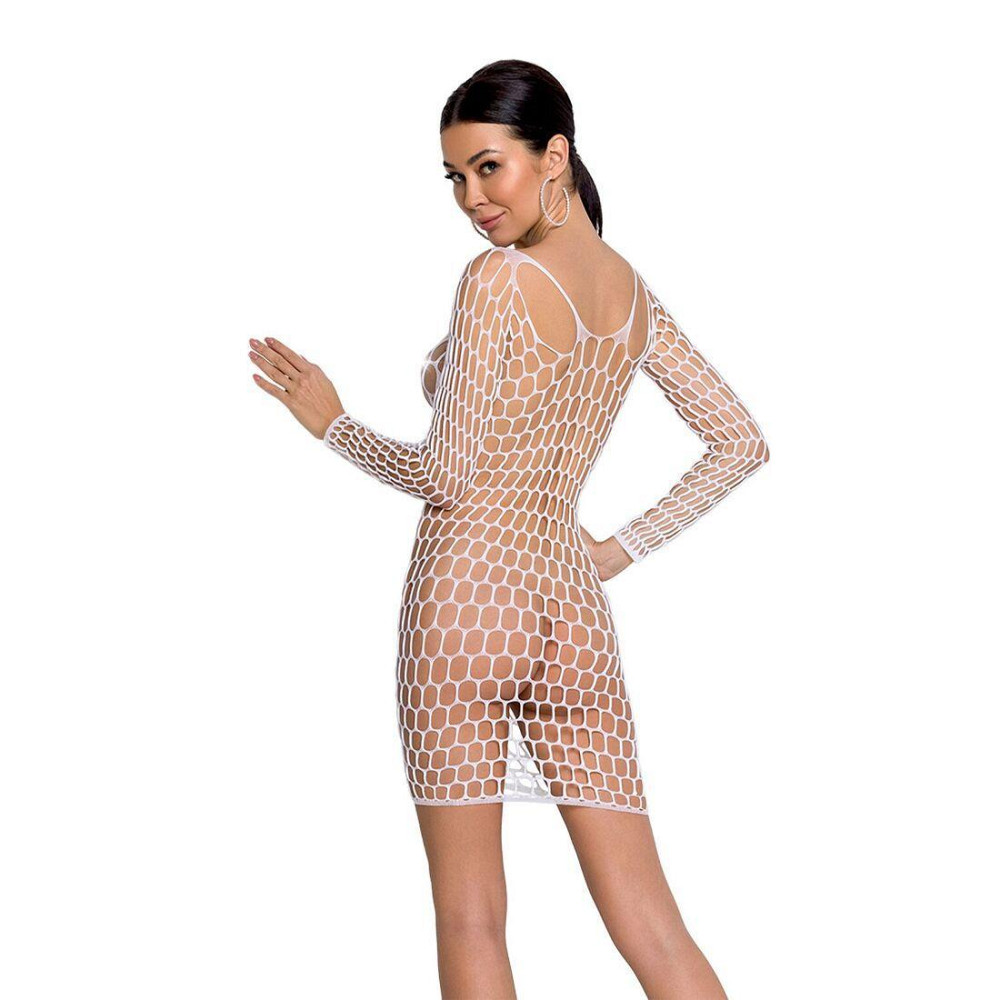 Бодістокінг-сукня з глибоким коміром Passion BS093 white, довгі рукави Sex Aura Київ - фото 2