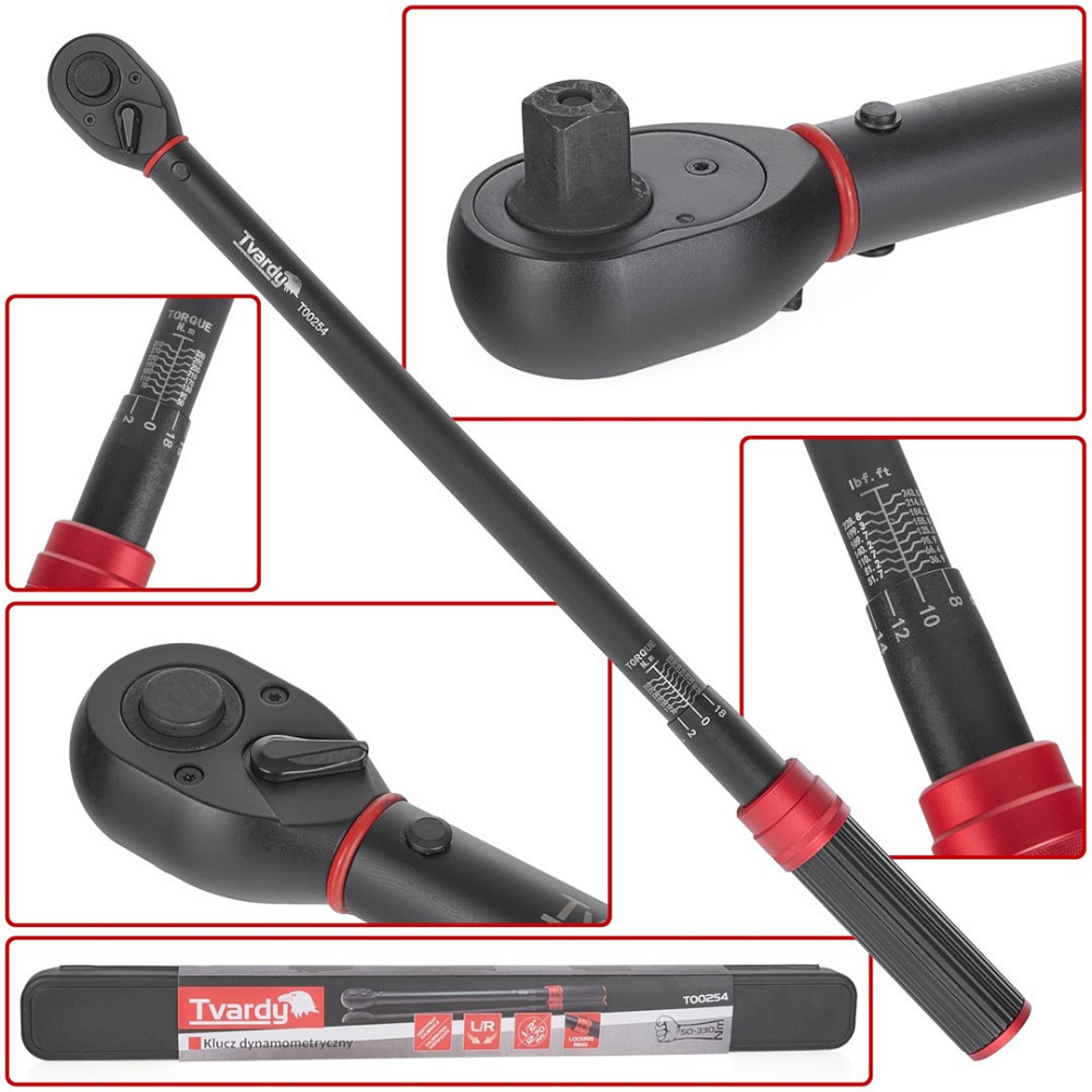 Ключ динамометриичний "Tvardy" 1/2" 50-330 Nm дов.565мм з хромомолібденової сталі Cr-Mo SCM440 твердістю 49HRC Киев - изображение 1