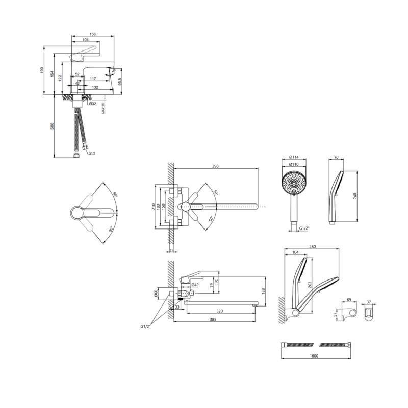 Акционный набор Lidz: Astra 001F Смеситель для раковины LDAST001FCRM48085 + Astra 005 Смеситель для ванны с поворотным изливом Киев - изображение 2