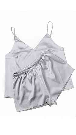 Пижама женская шелковая с шортами Серый L Харьков